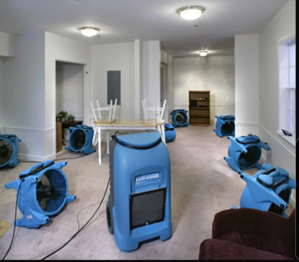 Air movers and dehumidifier setup for Water Damage Restoration in Horseshoe Bay